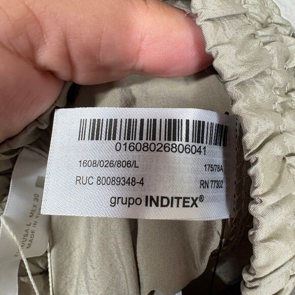 Zara Womens Size Large Weekend Jogger Pants Tan Khaki Drawstring Waist - Picture 7 of 8